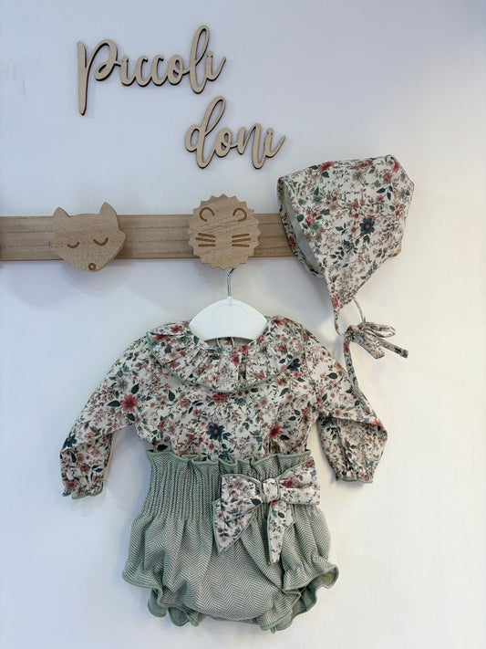 Completo fiori con cuffia